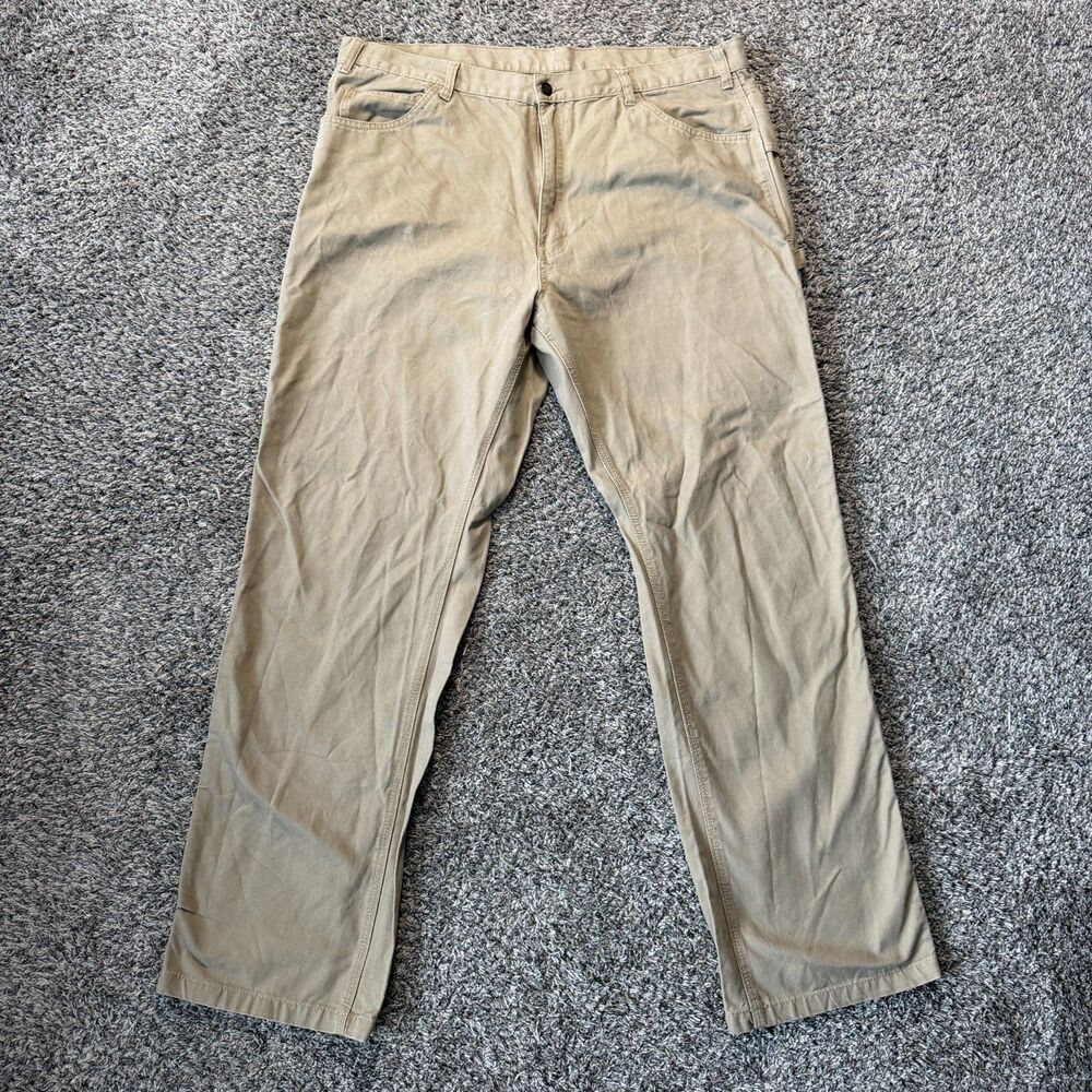 Berne Carpenter Pants Mens 40 Work Straight Leg Pockets Cotton Size 40X34 Tan